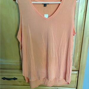 NWT Tangerine Peach Sleeveless V-Neck Layered Tank Top XXL Boutique